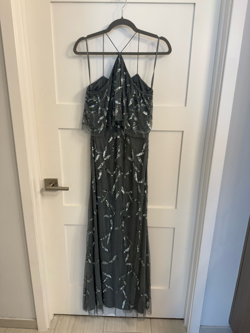 Aidan Mattox Beaded Halter Evening Gown